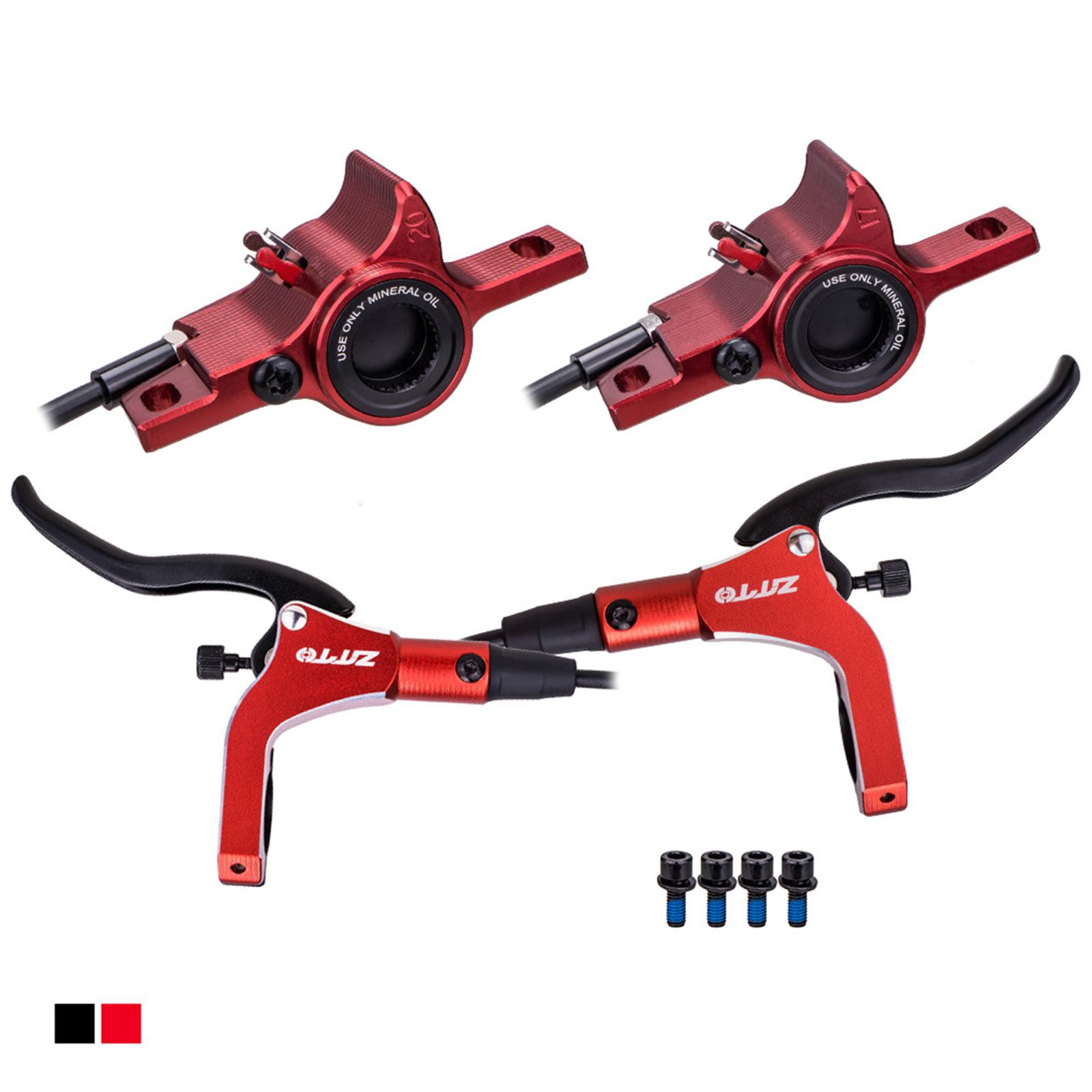 Mountain Bike Hydraulic Disc Brakes Set Front & Rear Cycling Red with Disc
