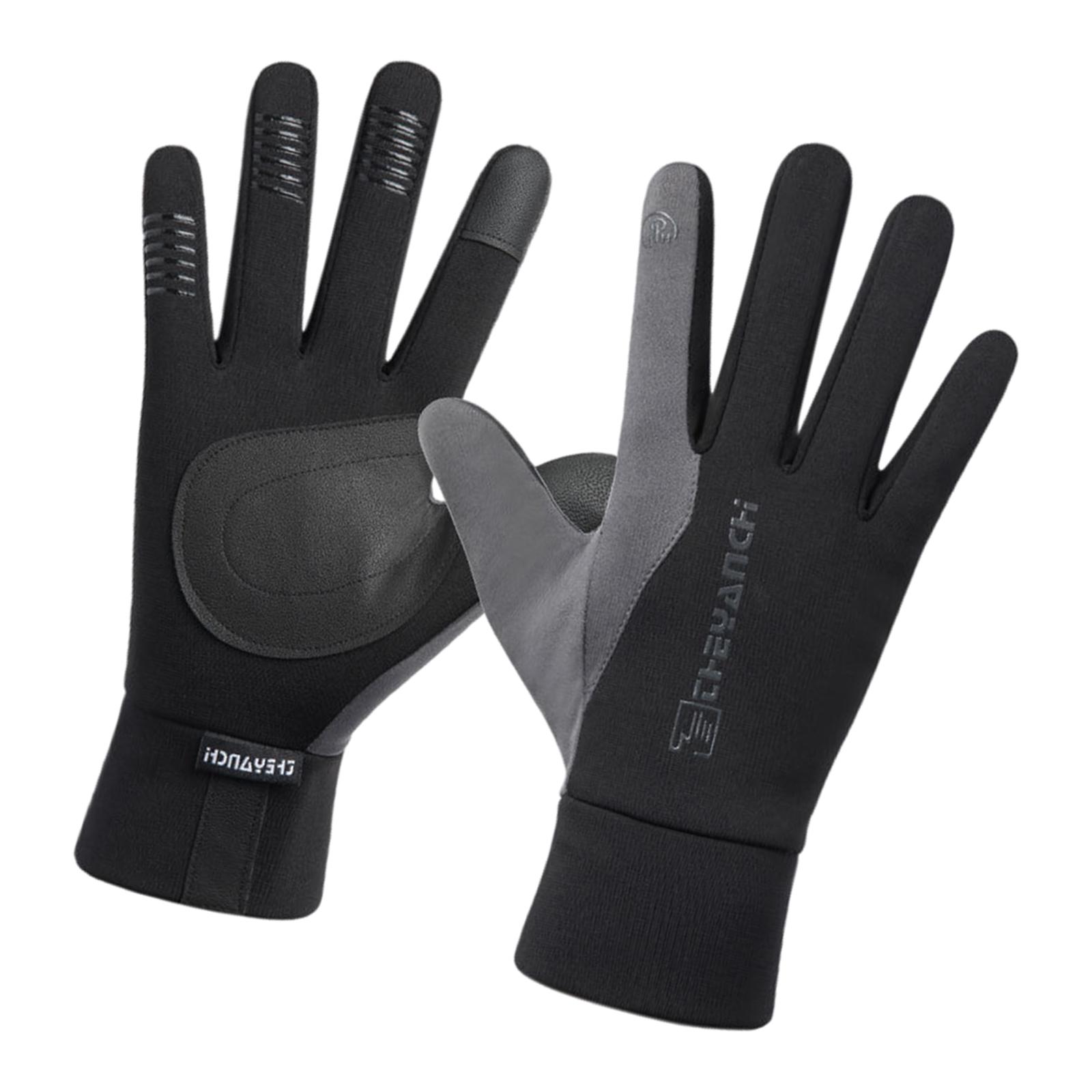 Full Finger Gloves Non-Slip Waterproof Thermal Winter Cycling Gray L