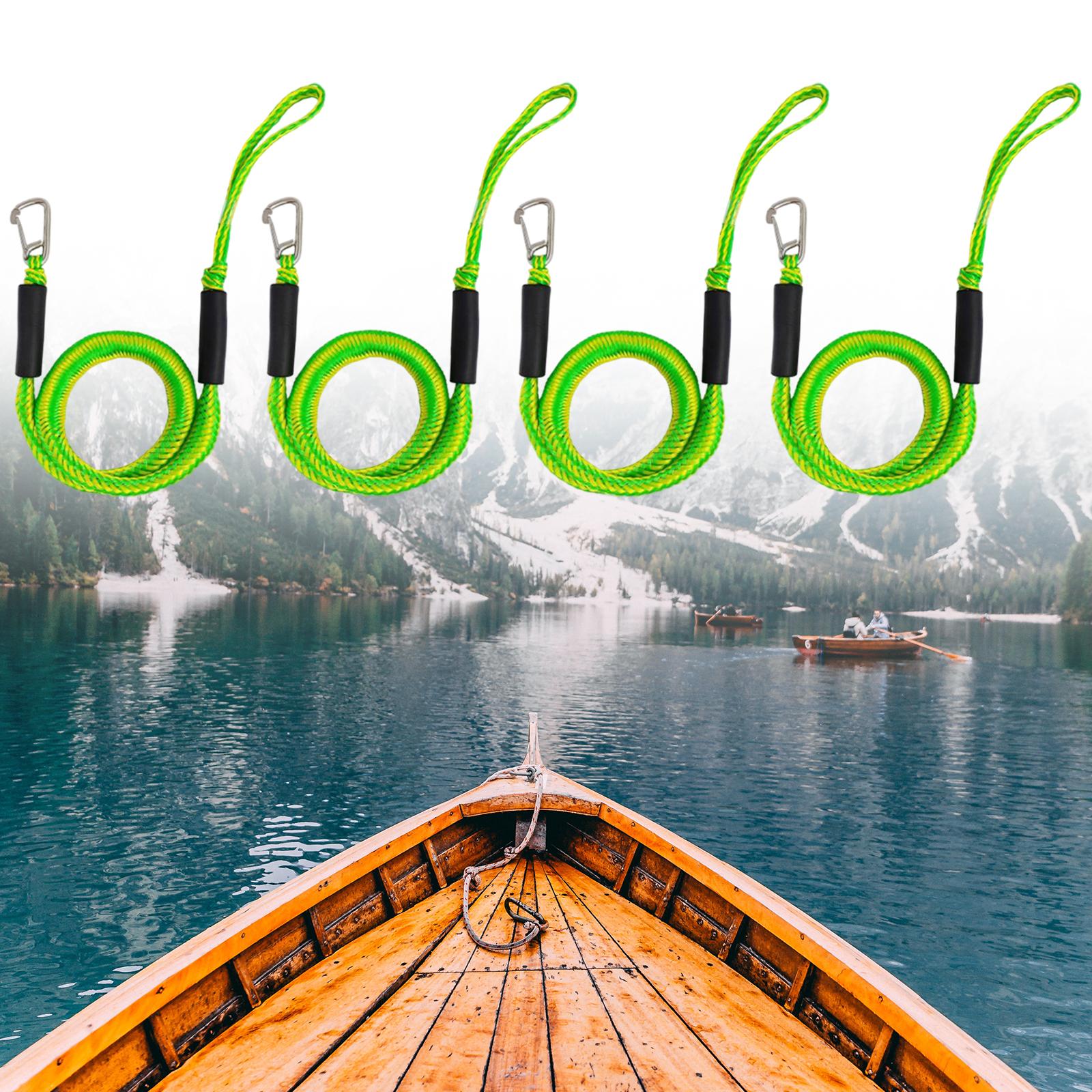 Bungee Dock Line Boat Rope for PWC for Pontoon Fishing Boat Kayak Canoe Accs Green 4pcs