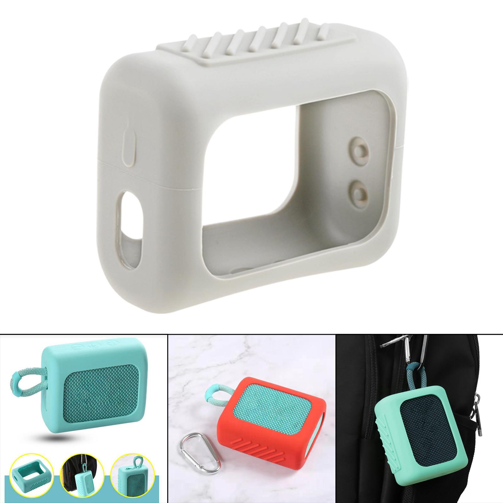 Speaker Silicone Case with Bag Hook Speaker Accessories Portable for Go3 Gray