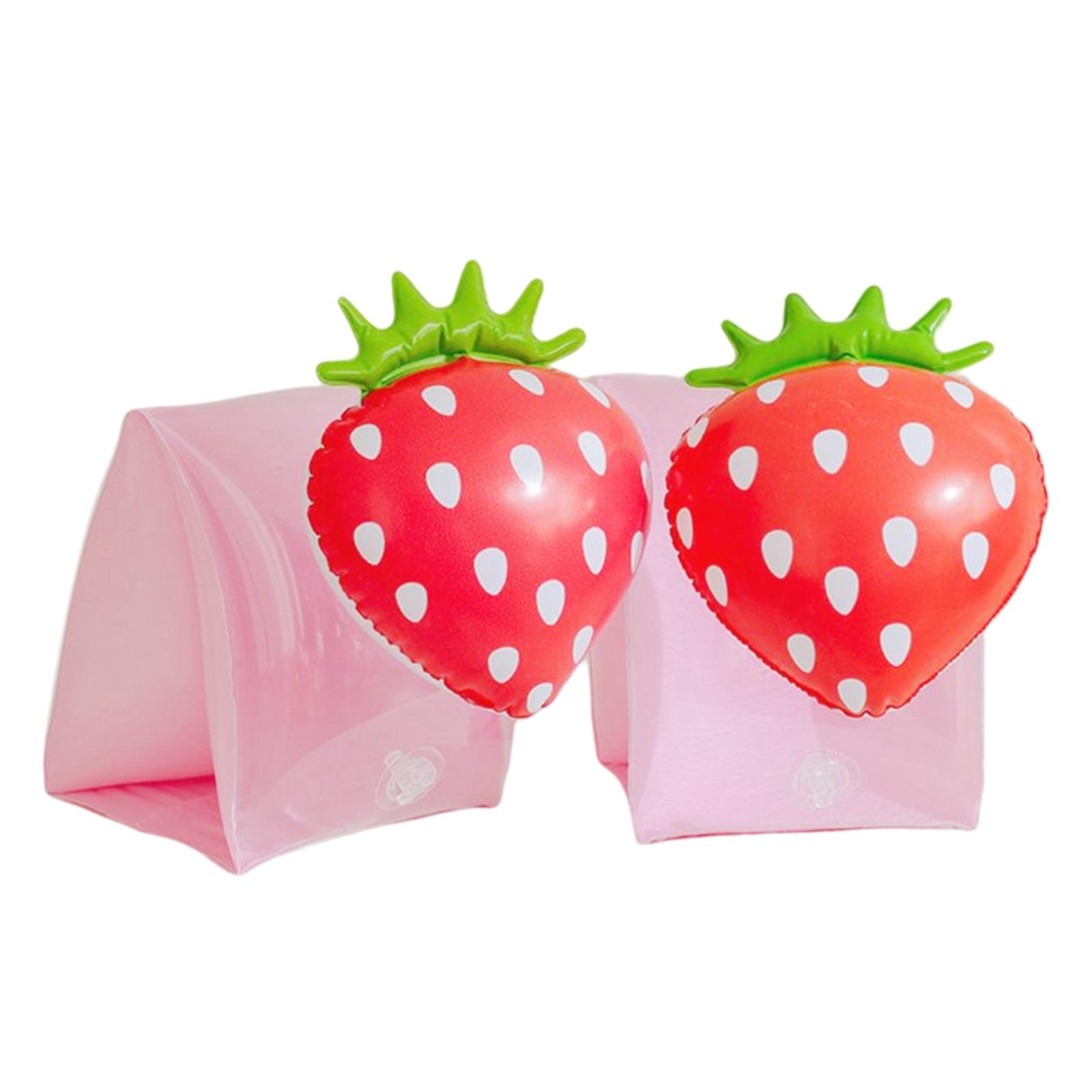 2x Inflatable Armbands for Kids Swim Sleeves Float Floats Child Strawberry