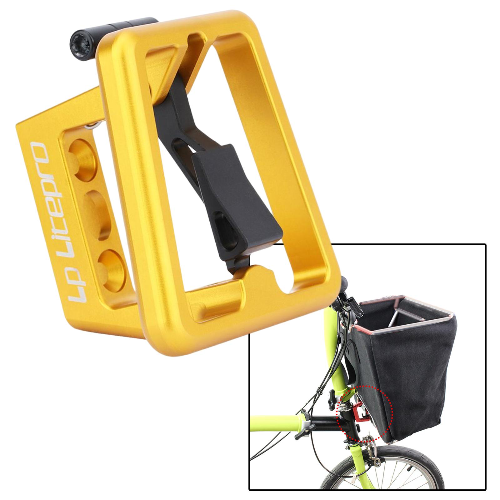 Front Carrier Block Cycling Bicycle Bag Bracket Rack Adapter Golden