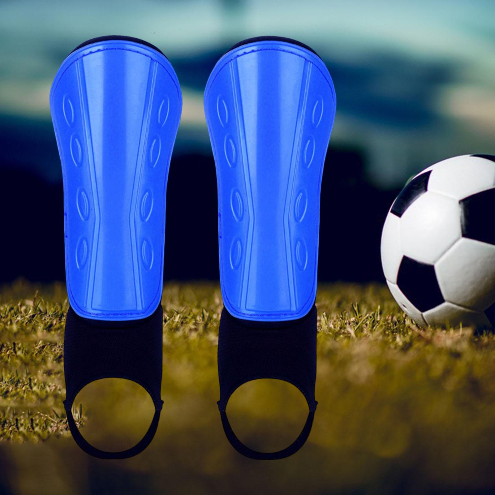 1 Pair Football Shin Guards Adult Youth Adjustable Straps Durable Shin Pads kids blue 