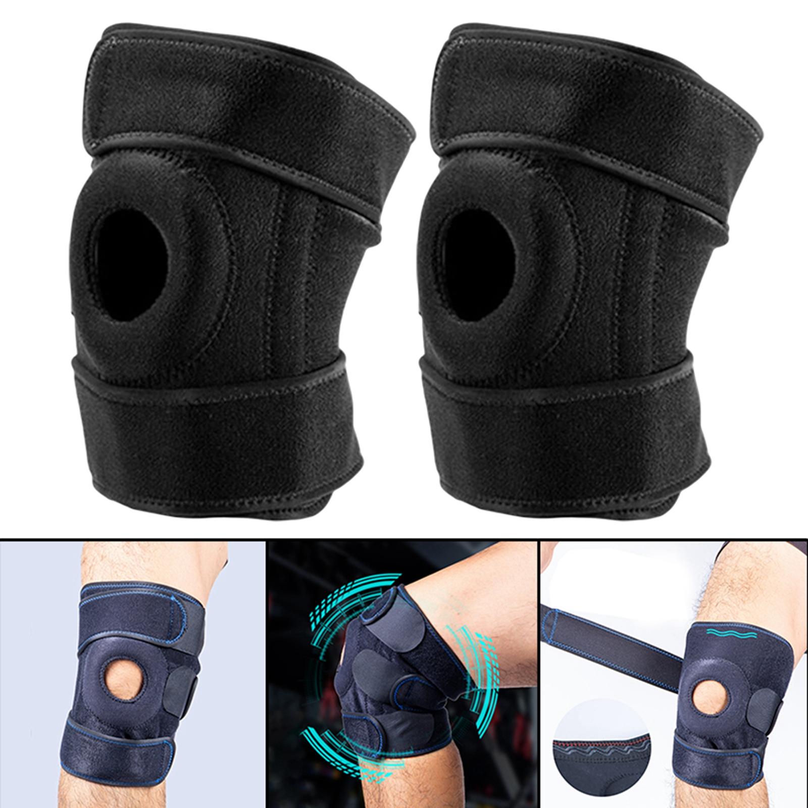 1 Pair Knee Compression Brace Sport Adjustable Knee Support Black