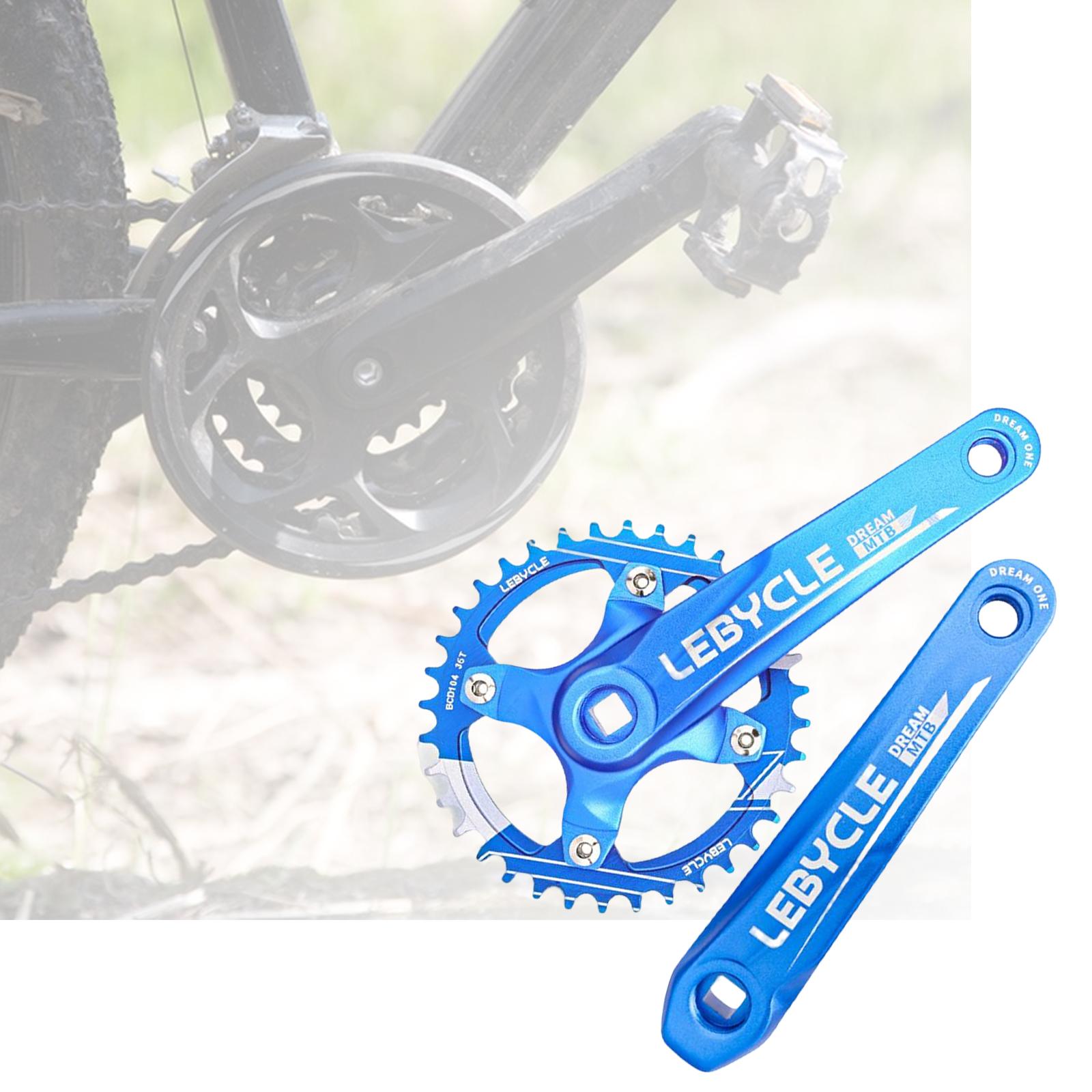 Mountain Bike Crankset 170mm Square Taper Aluminum Alloy Blue Crankset 36T