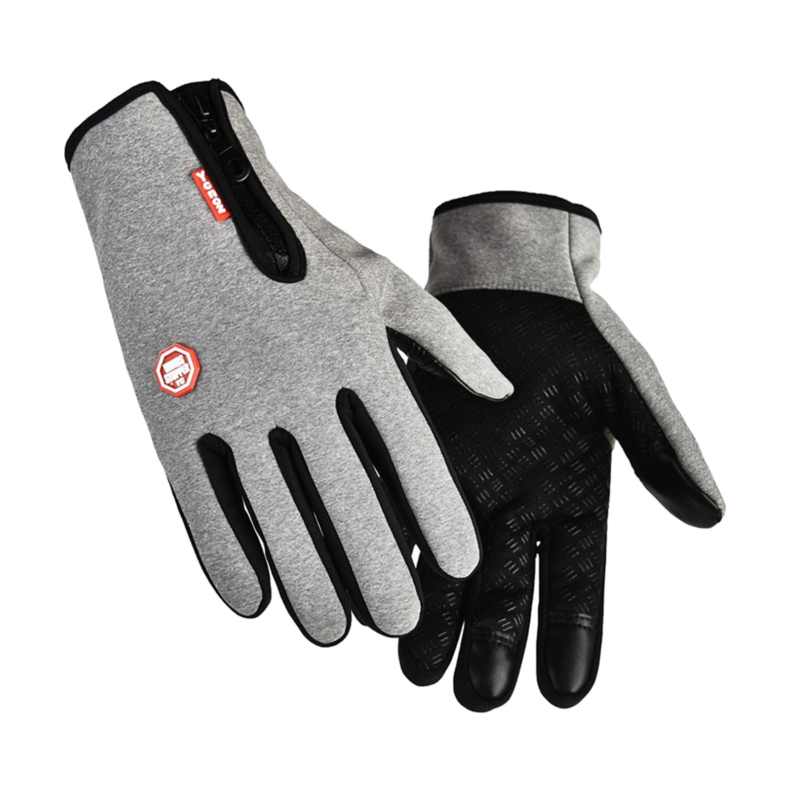 Winter Gloves Windproof Insulated for Motorcycle Cycling Adults Unisex S Gray