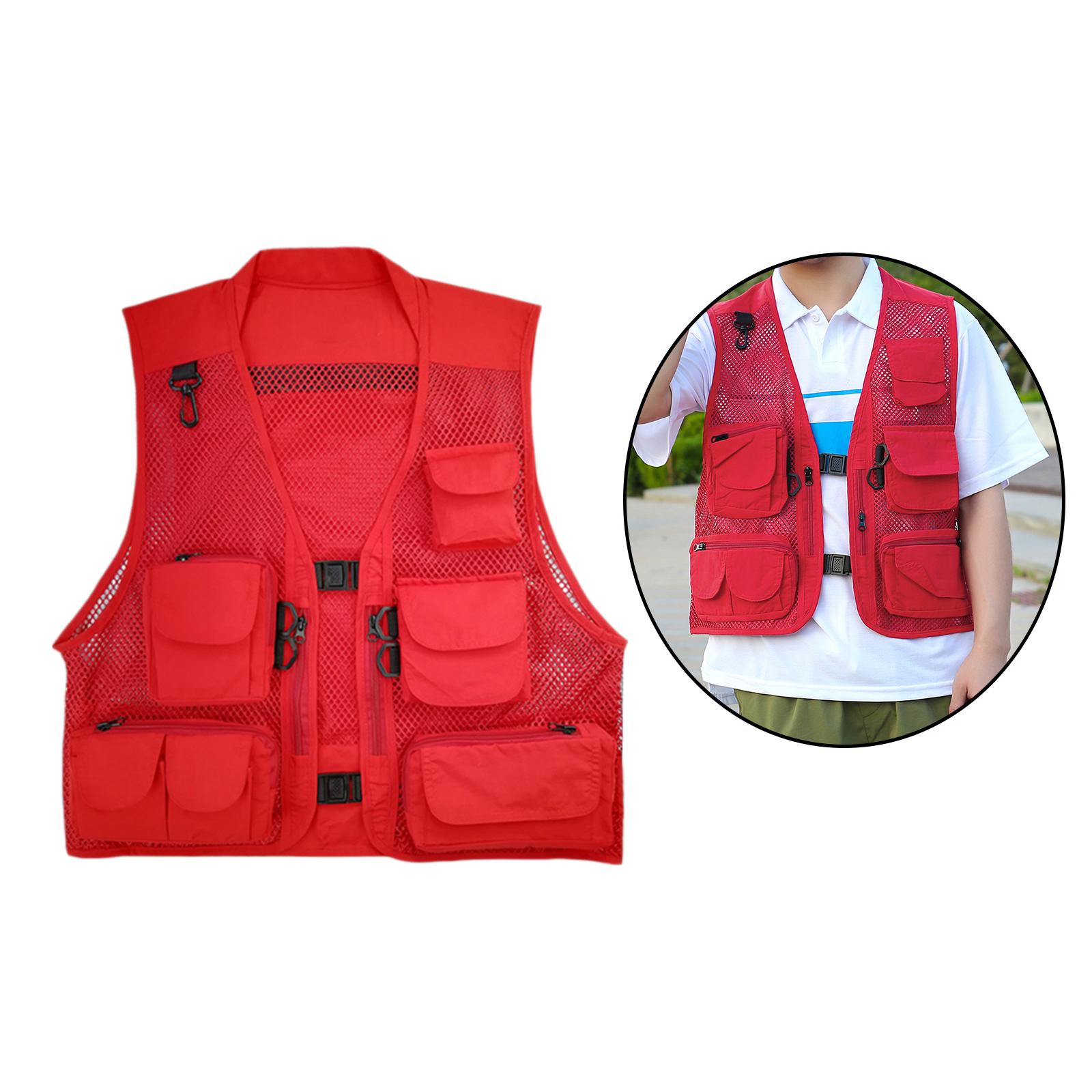 Mesh Outdoor Fishing Journalist Vest Multi Zipper Pockets Casual Comfortable Size L