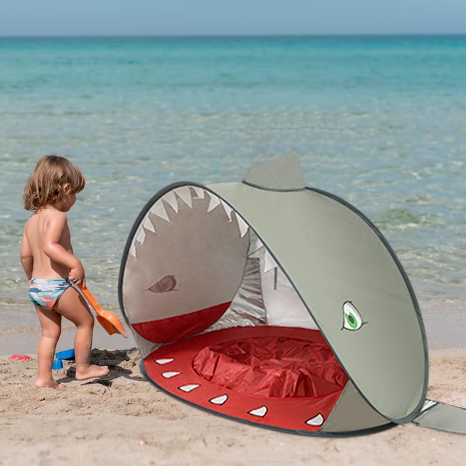 Beach Tent with Baby Pool Shade for Picnic Summer gray shark