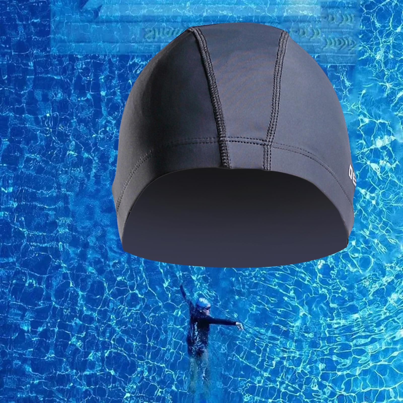 Swim Cap Men Durable Hat for Holidays Long Short Water Sports Gray