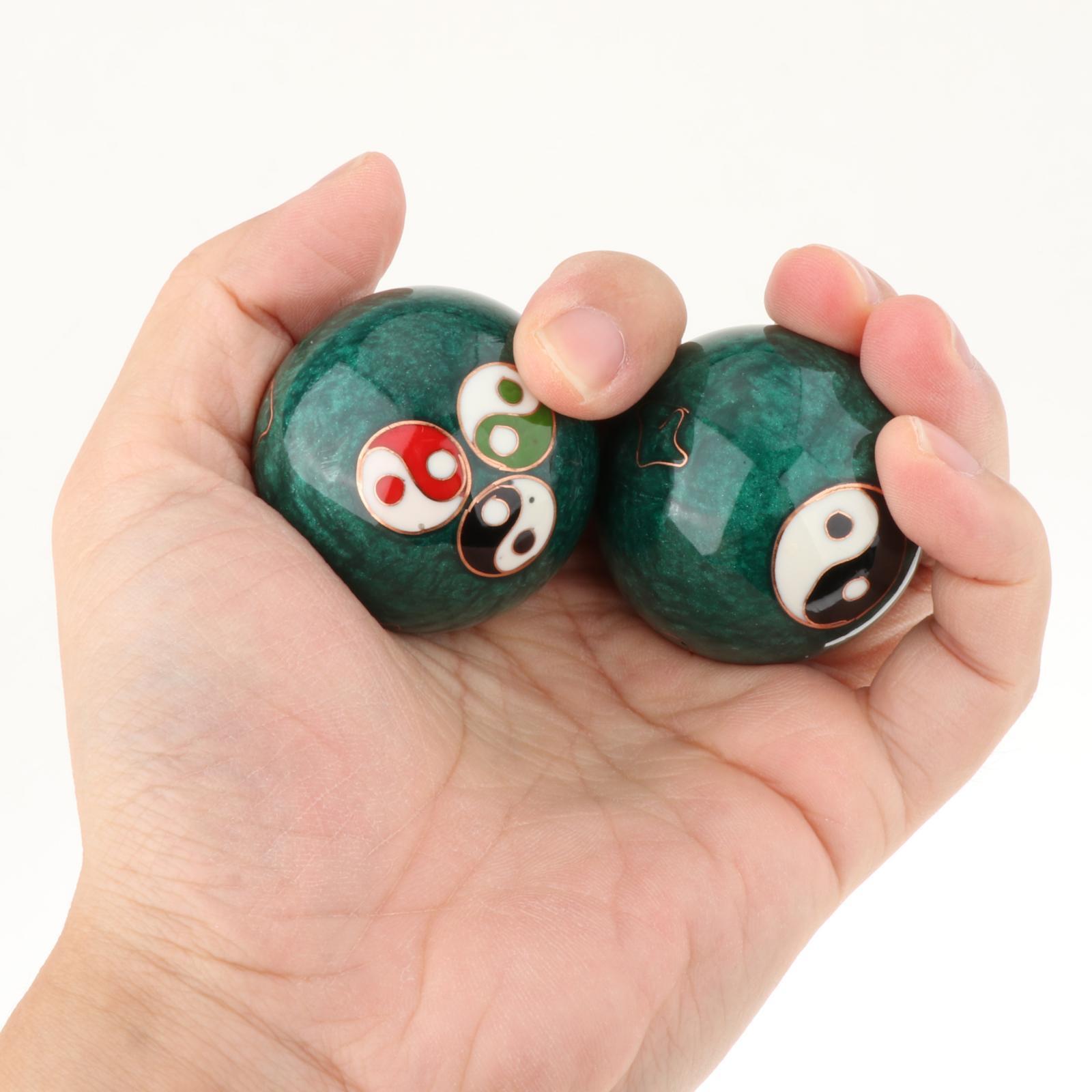 2 Pieces Massage Balls with Storage Box Baoding Balls for Middle Aged People Gossip Green