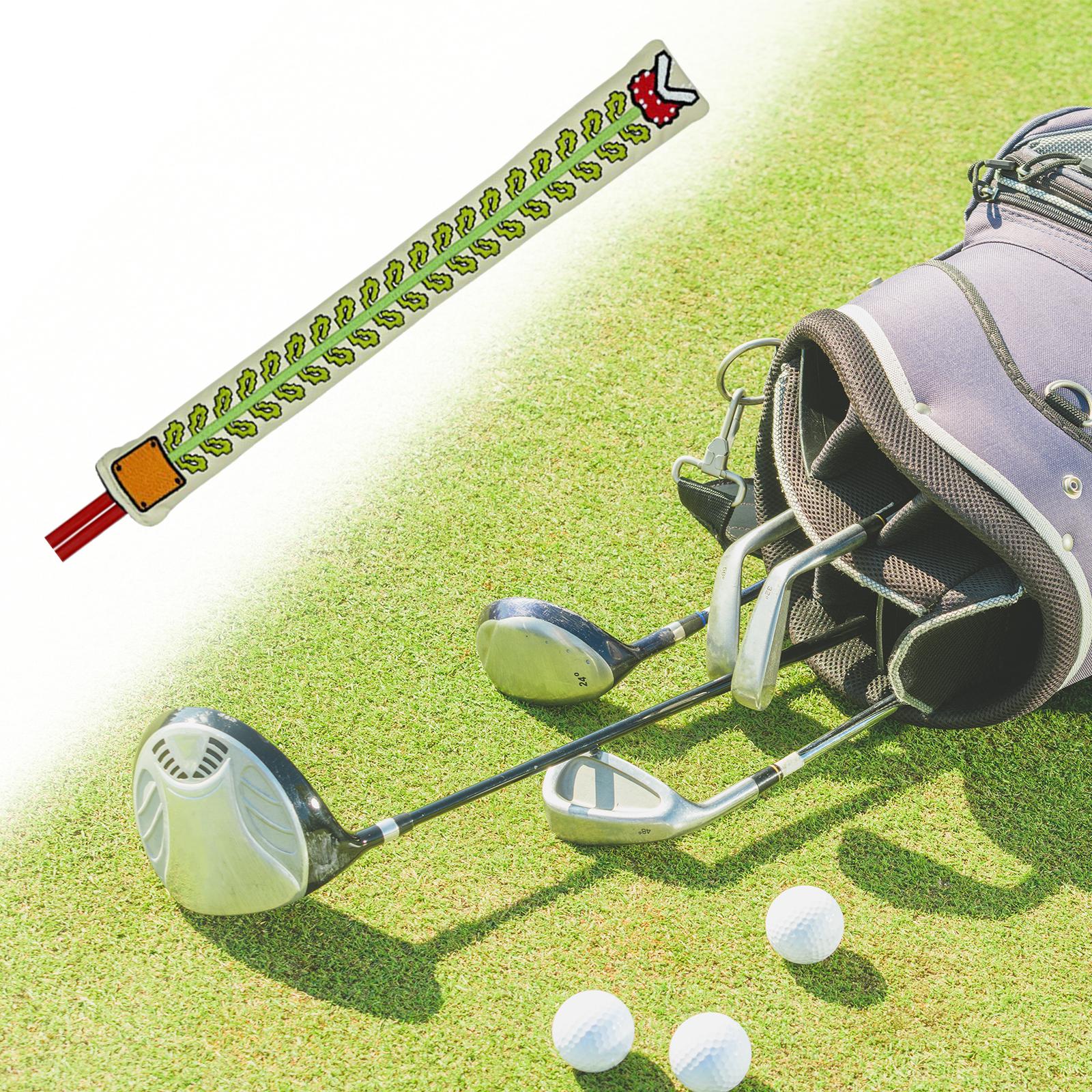 Golf Alignment Stick Cover Double Sided Embroidered Premium Protective Cover Beige