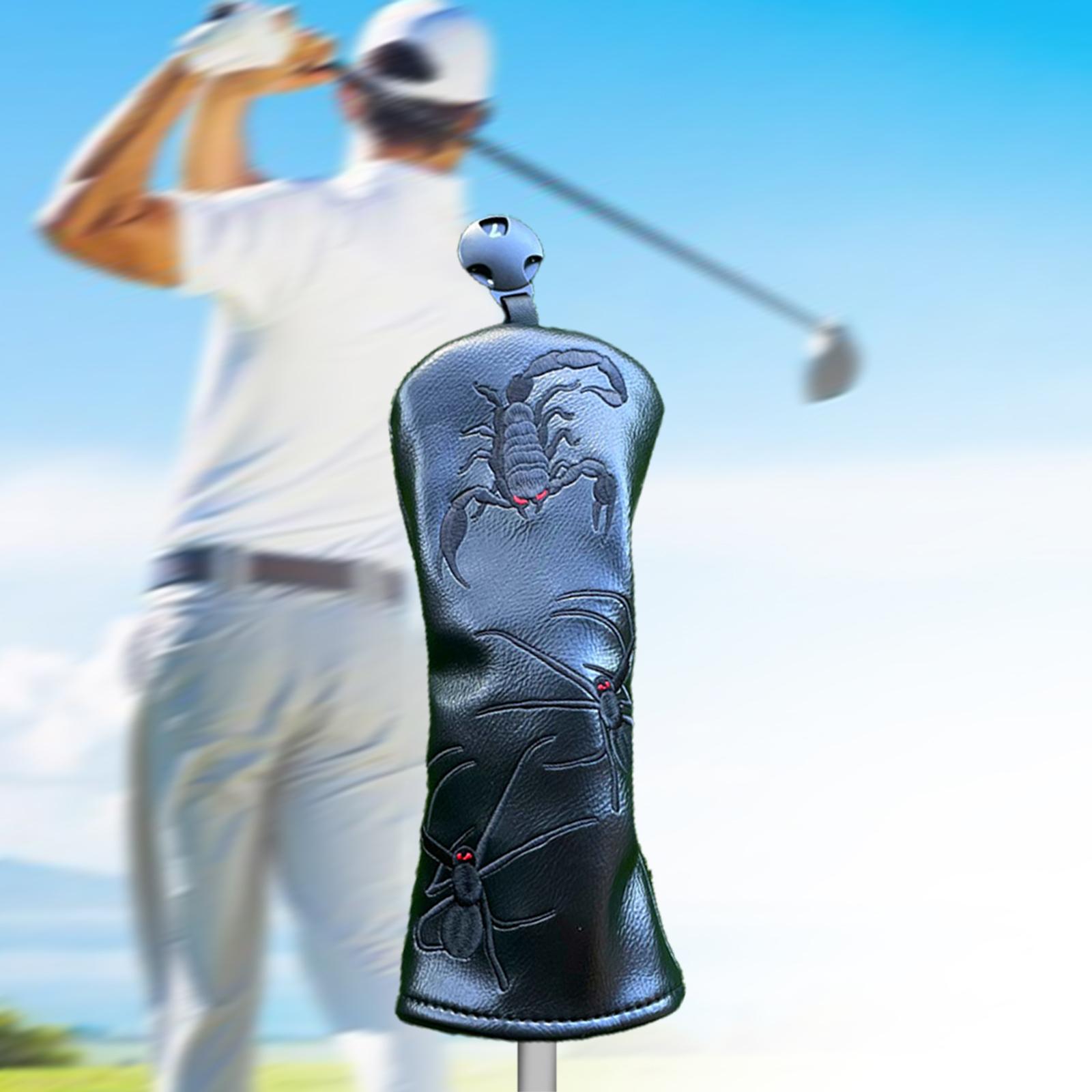 Golf Club Head Cover Scratchproof Protective Sleeve Fleece Lined Golfer Gift BlackHybrid24x10cm