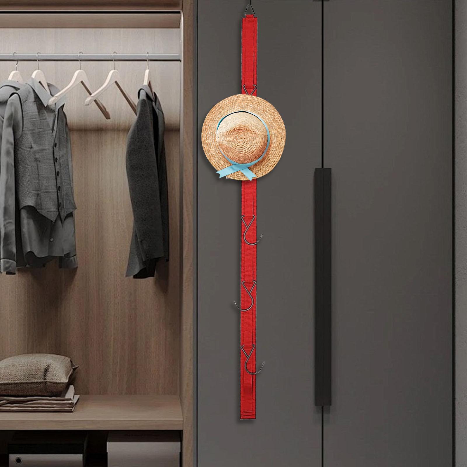 Hat Hanger Desktop 5 Clips Hat Display Organizer for Cloakroom Porch Dresser Red