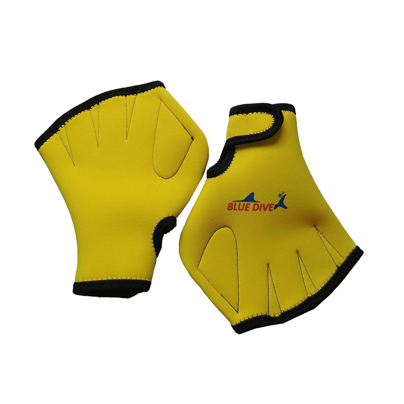 Swimming Gloves Webbed Swim Gloves for Water Aerobics Aquatic Fitness Adults Yellow