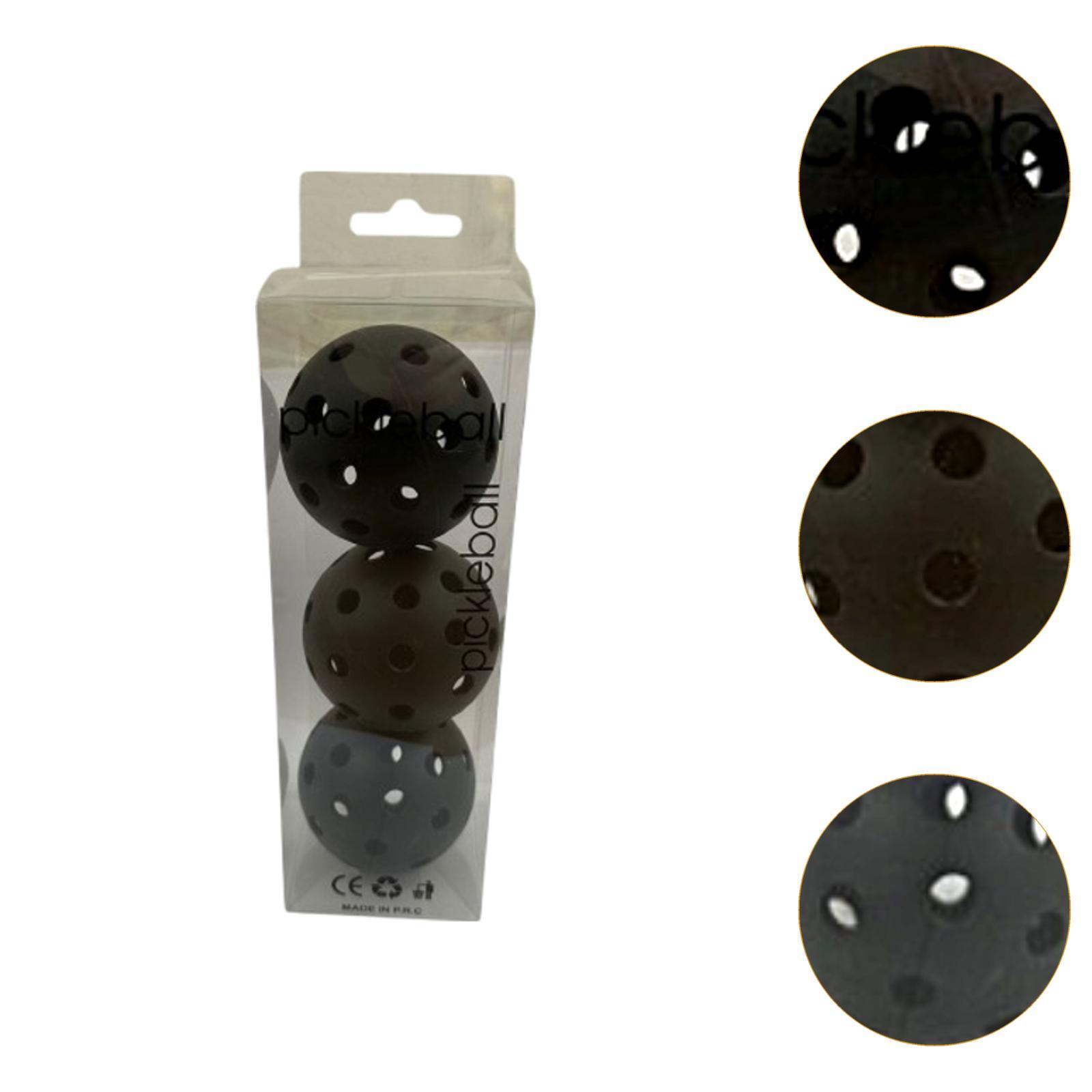 3x Pickleball Balls Pickle Balls Practice Competition Tournament Pickleballs Black