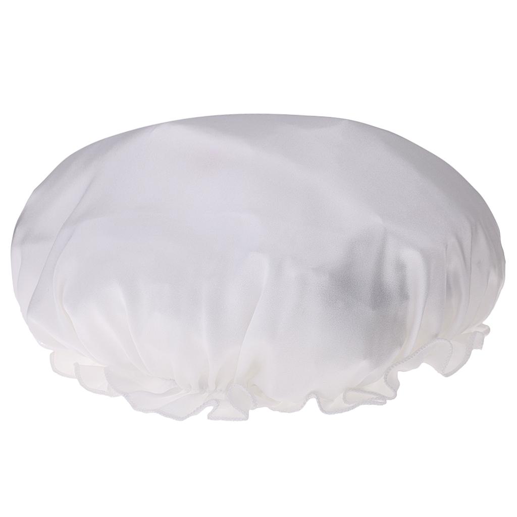 Pure Silk Sleeping Cap Sleep Hat Night Hair Care Bonnet Scarves White