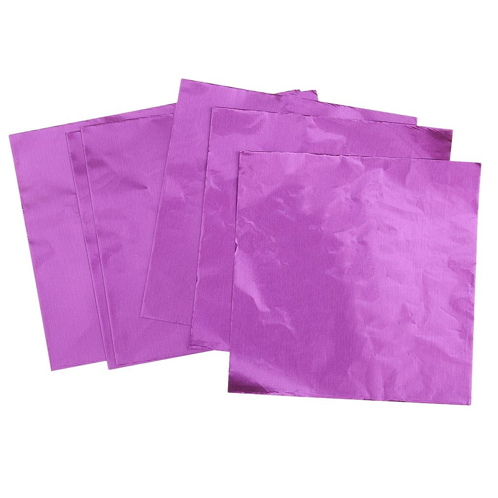 100x Chocolate Candy DIY Package Foil Paper Aluminum Tinfoil Wrappers Purple