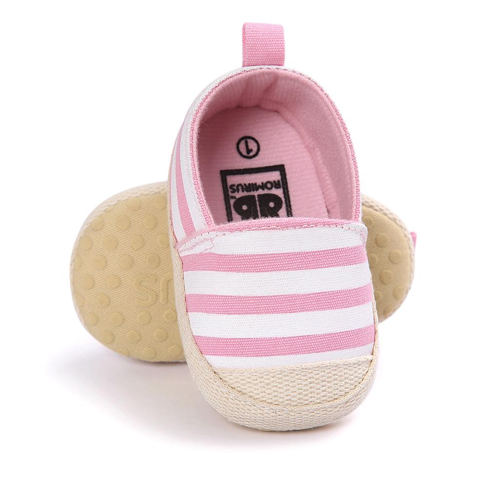 Baby Nette Streifen Weiche Sohle Leinwand Baby Pram Antislip Schuhe Fur 0 Ebay