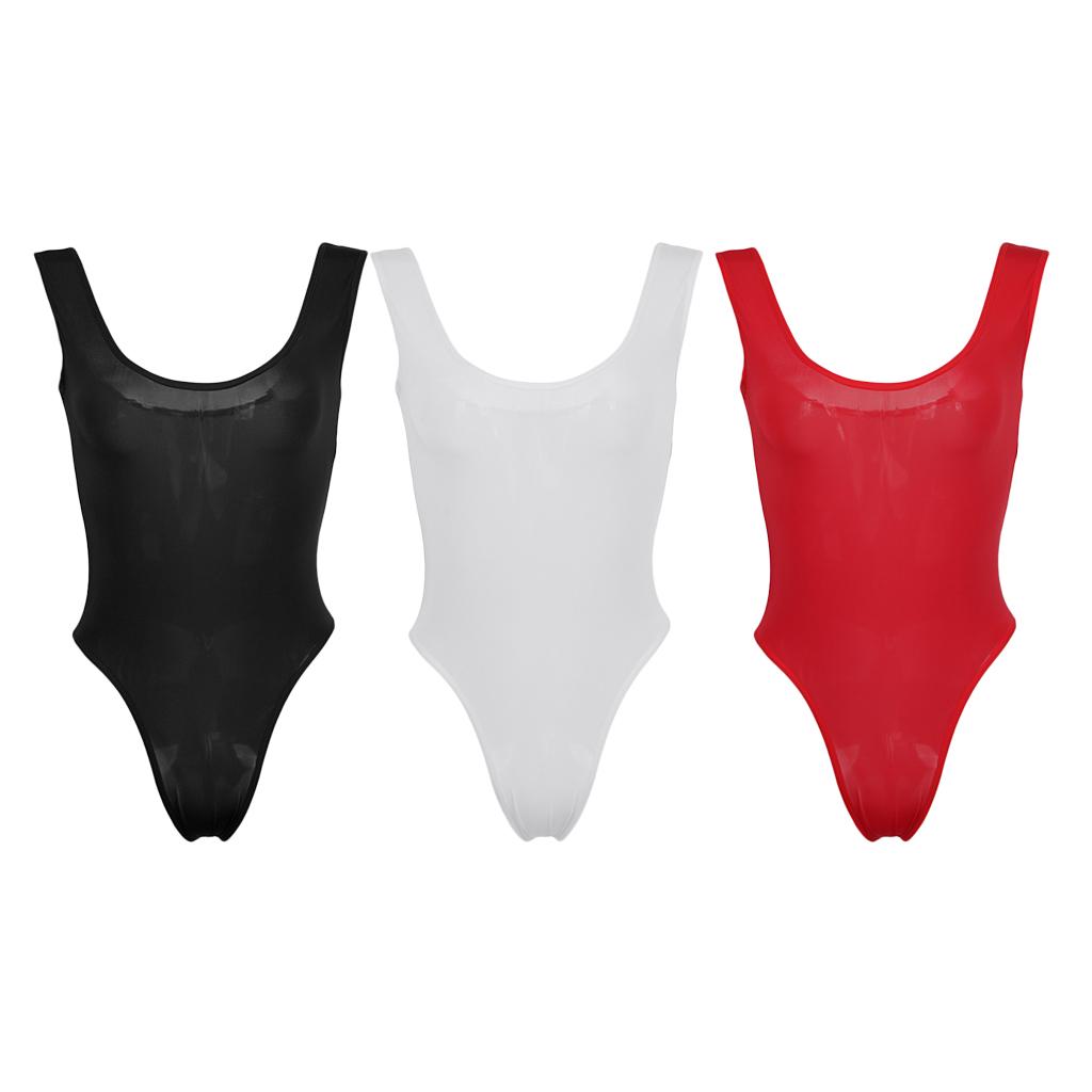 2xWomen One Piece Bodysuit Swimsuit Bikini Thongs Gymnastics Leotard White