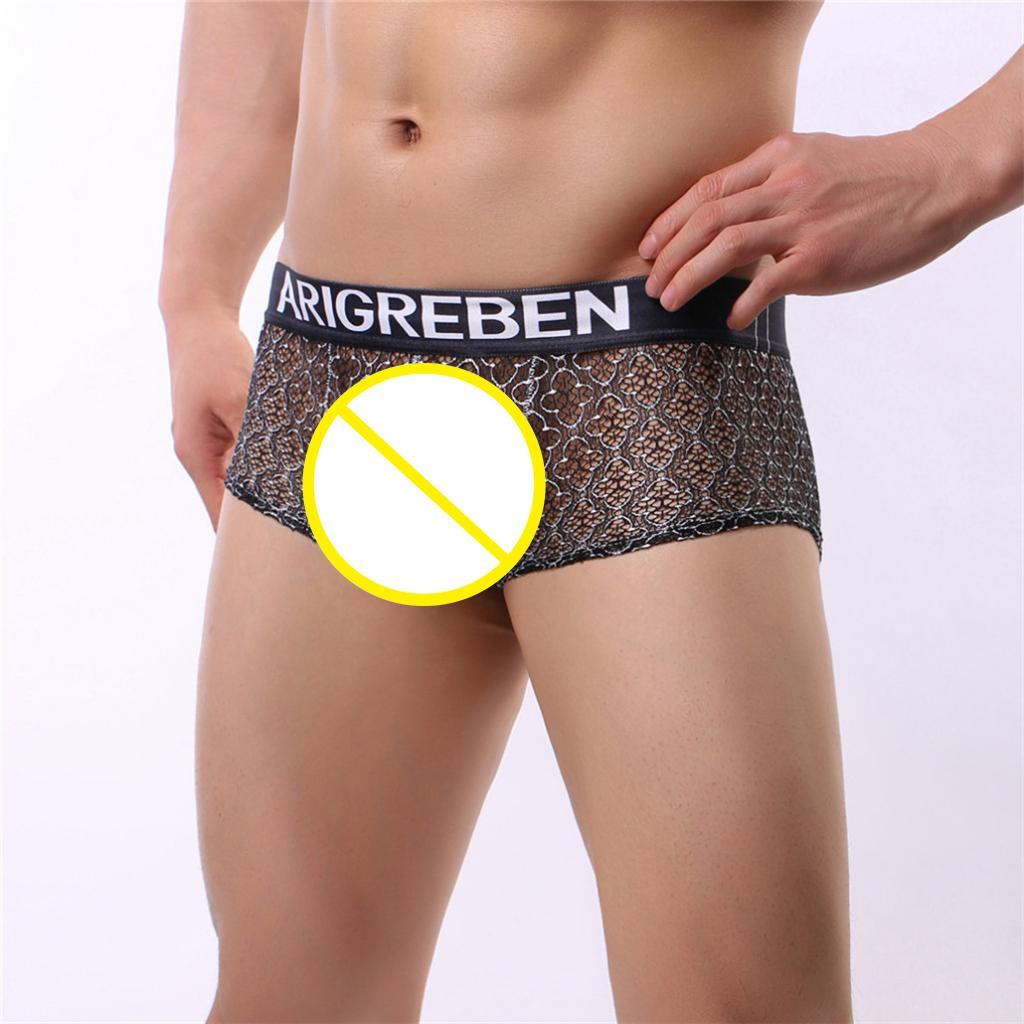 Breathable Mens S Sheer Lace Floral Bulge Pouch Un