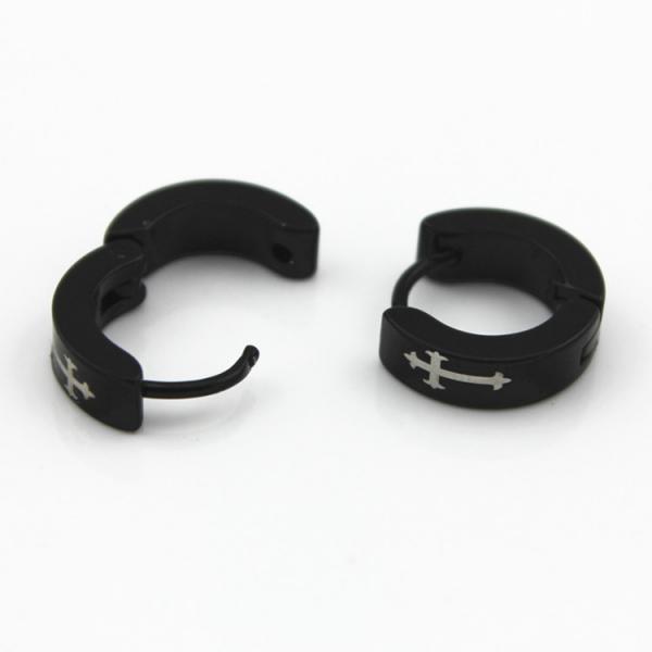 Fashion Jewelry Men Cross Pattern Black Hoop Small Huggie Earrings
