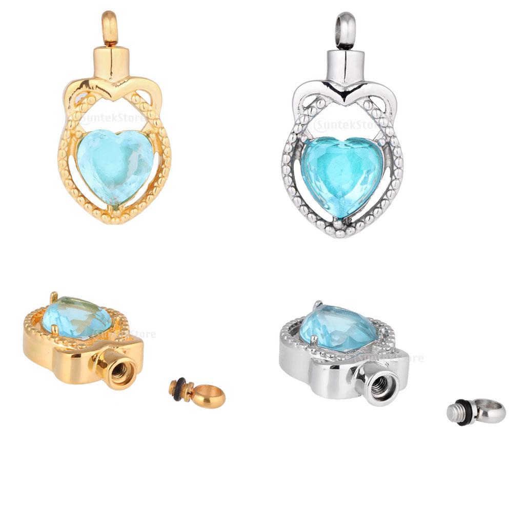 Stainless Steel Heart Cremation Ash Urn Memorial Keepsake Pendant Gold