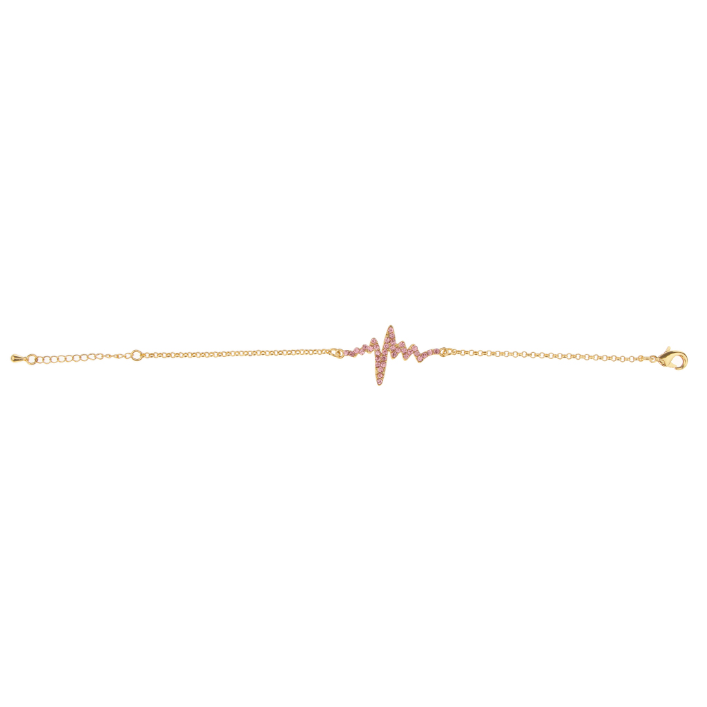 Novelty Heartbeat Bracelet Bangle Unisex Bangle Gold Chain Pink Crystal