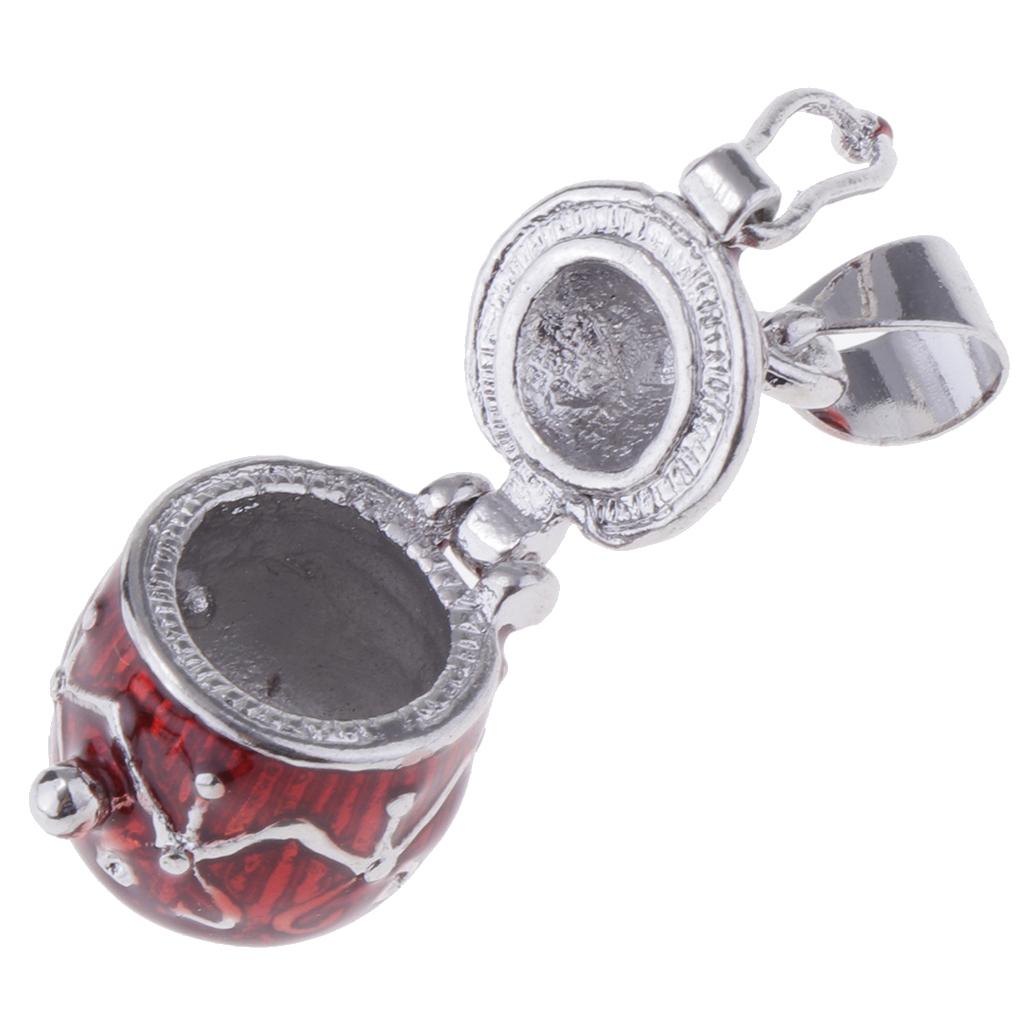 Retro Oval Enamel Cremation Keepsake Urn Pendant Memorial Ash Holder Red