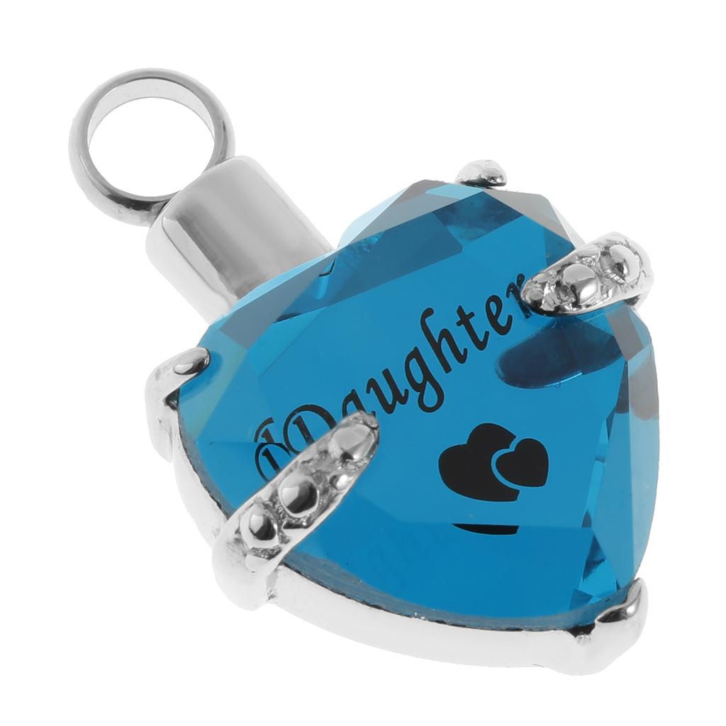 Love Heart Blue Crystal Urn Memorial Ash Keepsake Cremation Pendant husband