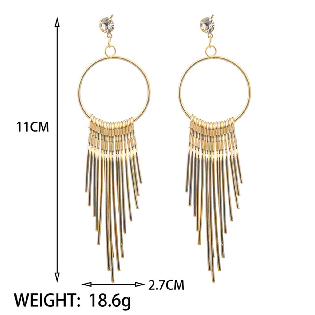 1 Pair Women Tassel Crystal Long Drop Earrings Statement Jewelry Golden