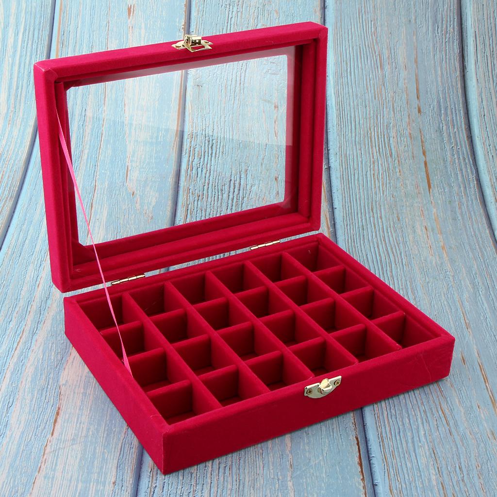 Velvet Case Earring Necklace Organizer Display Jewelry Storage Box Rose Red