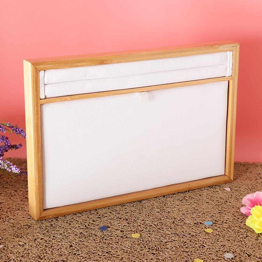 Solid Bamboo Wood Jewelry Display Holder Stand Showcase Tray White