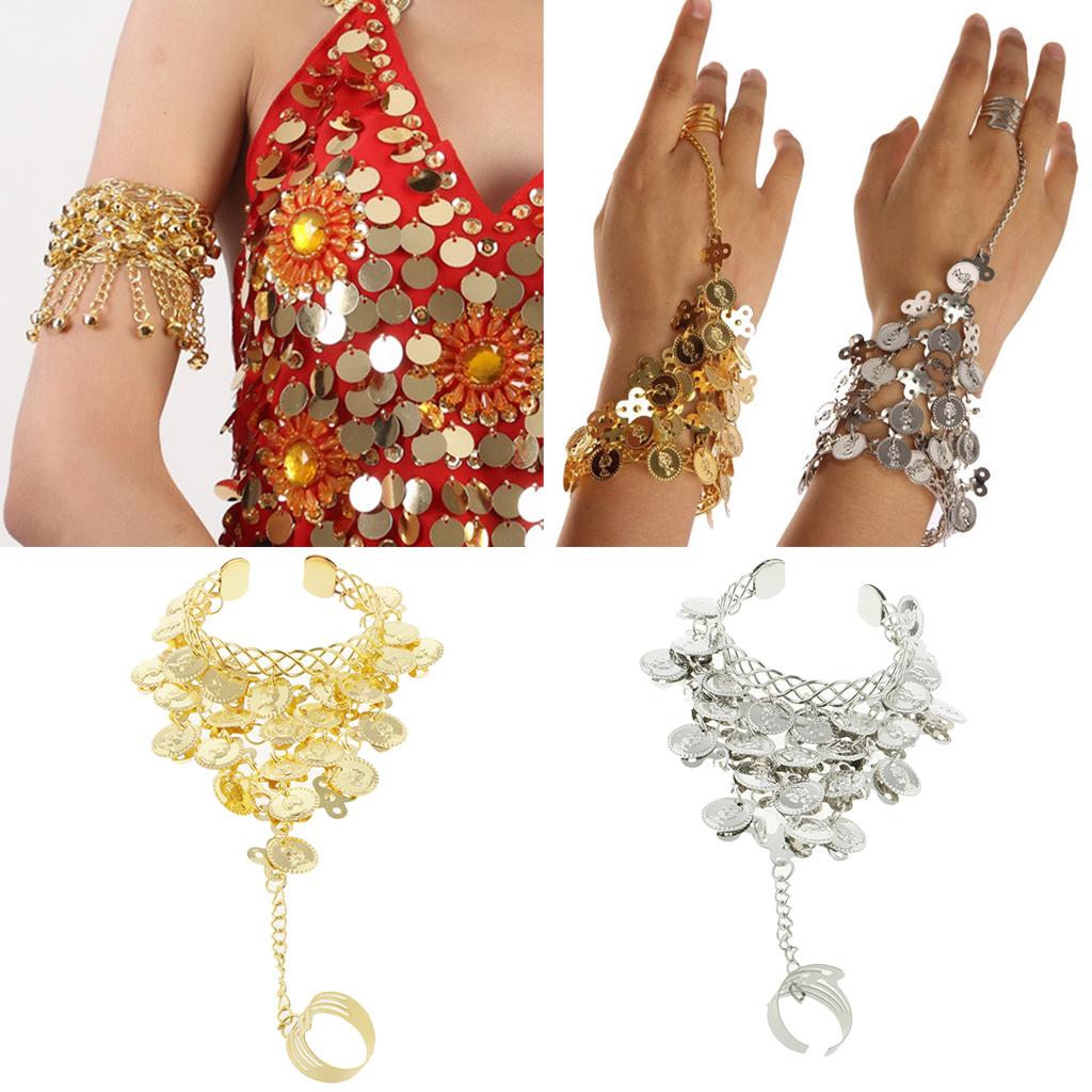 Belly Dancing Bracelet with Finger Ring Indian Dance Fashion Jewelry Gold