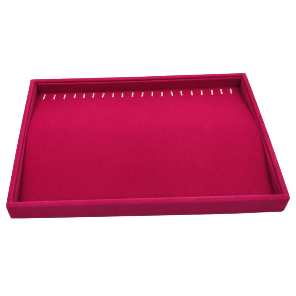  Rose Pink Velvet Jewelry Display Organizer Box Tray Showcase Necklace Tray