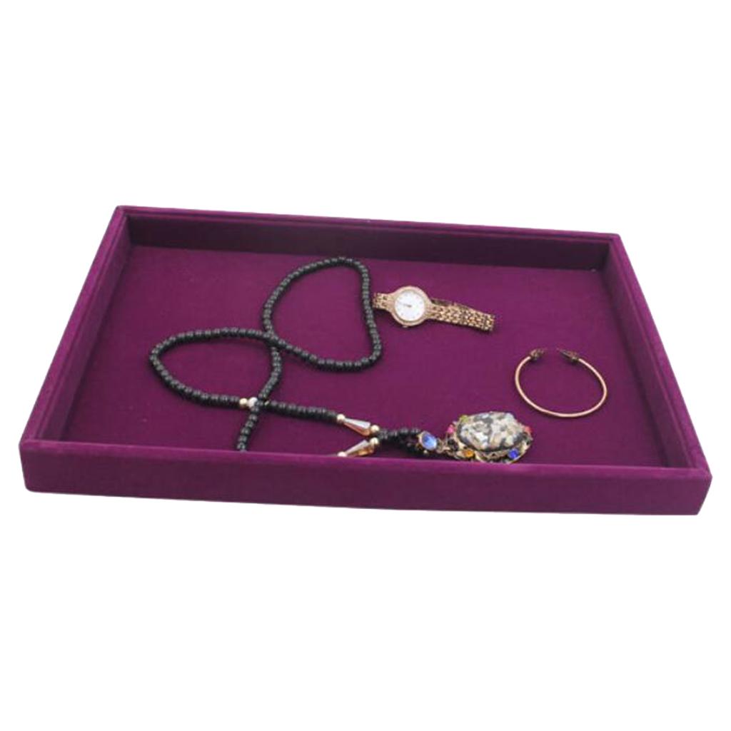 Ring Earrings Necklace Jewelry Display Organizer Box Tray Showcase Purple 1