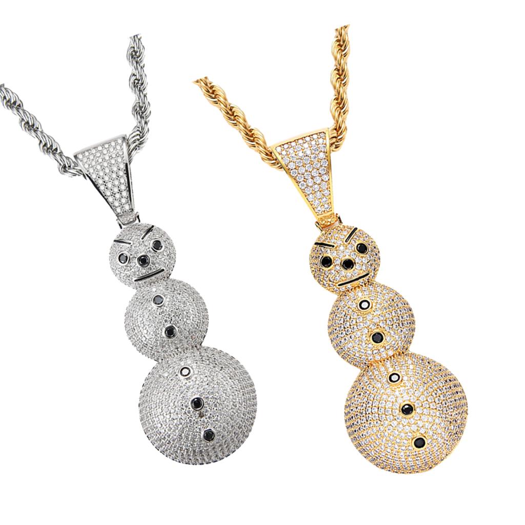 Trendy Cubic Zirconia Snowman Pendant 