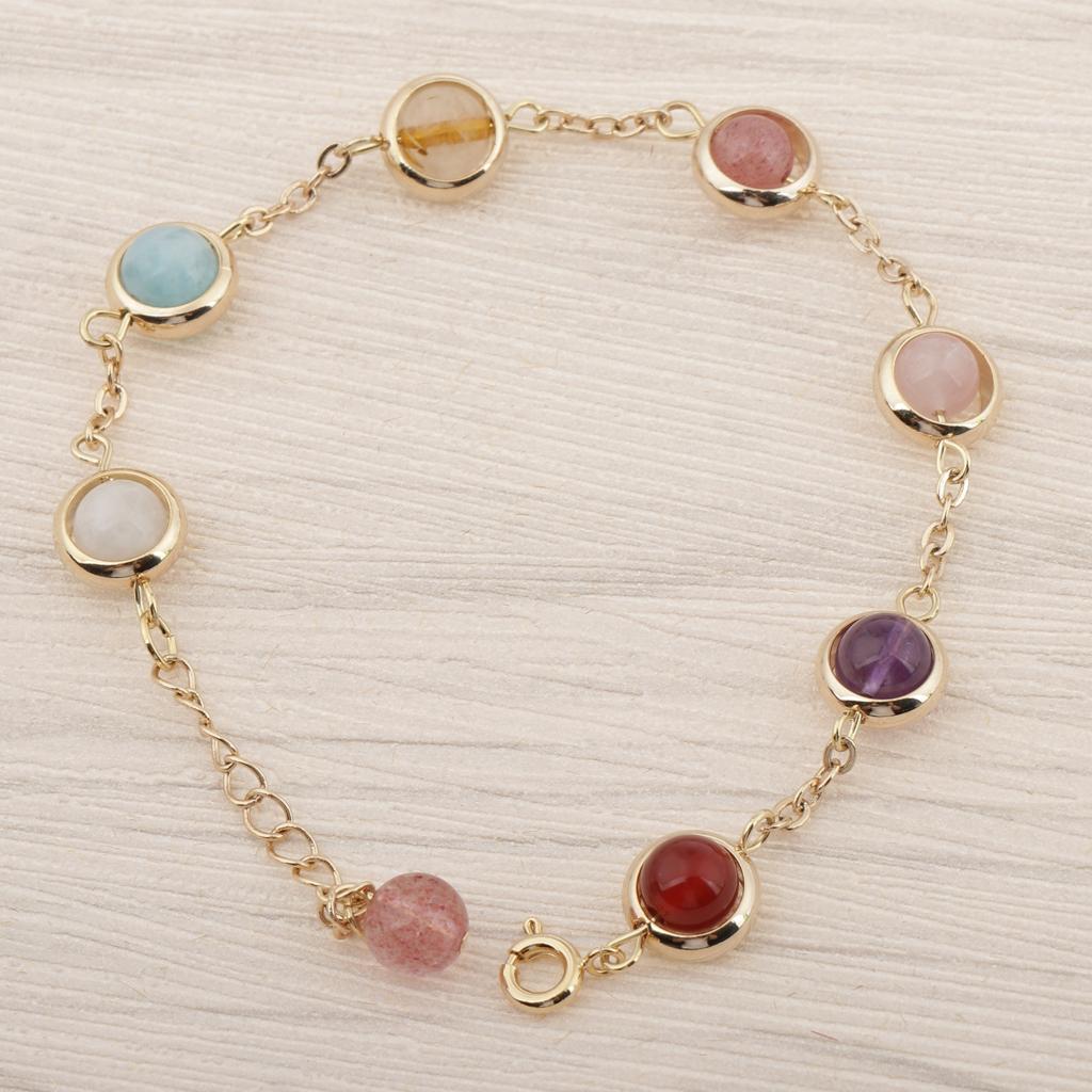 Fashion Moonstone Gemstone Charm Bangle Women Rainbow Bracelet Jewelry Gift