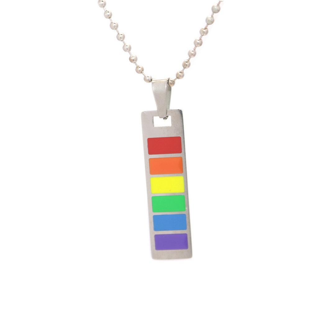 Stainless Steel Rainbow Enamel Necklace Jewelry Sturdy Durable