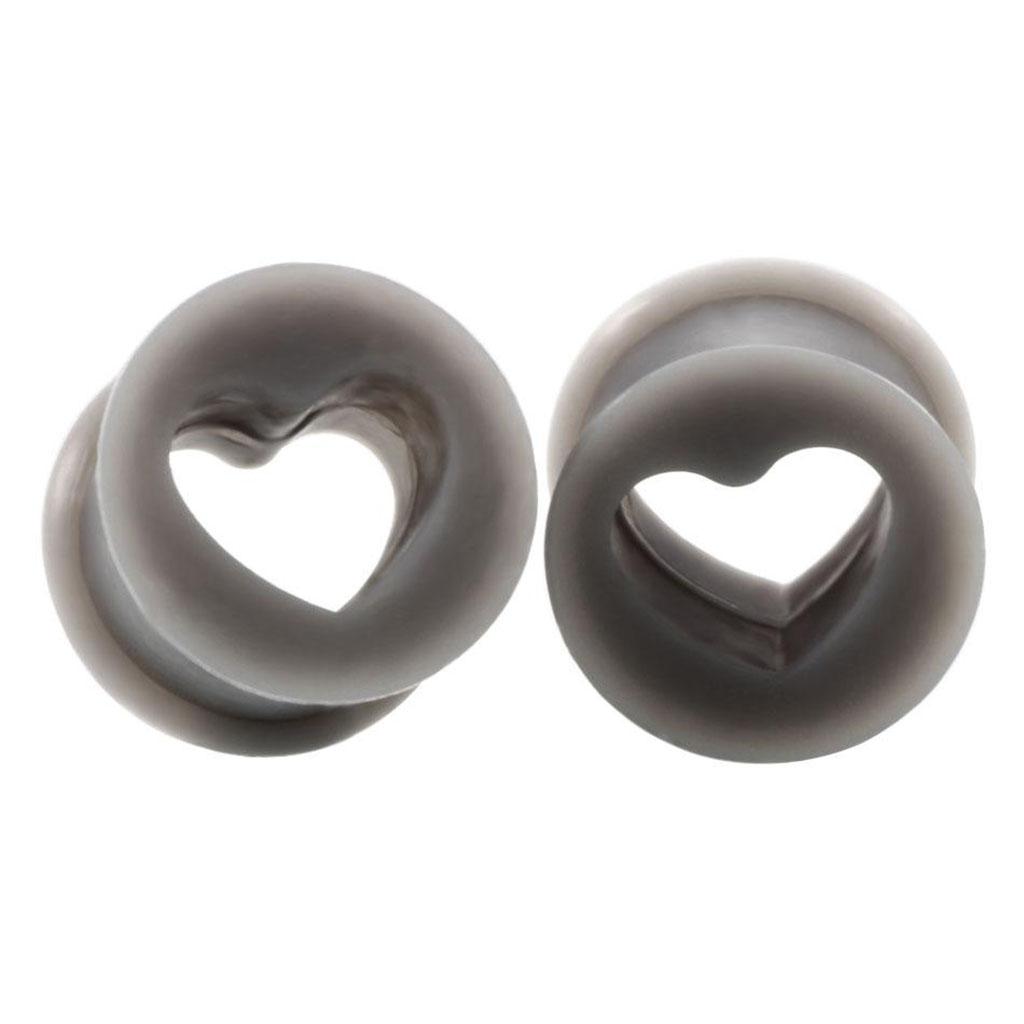 2Pcs Silicone Ear Gauges Double Flared Tunnels Stretchers  8mm Gray