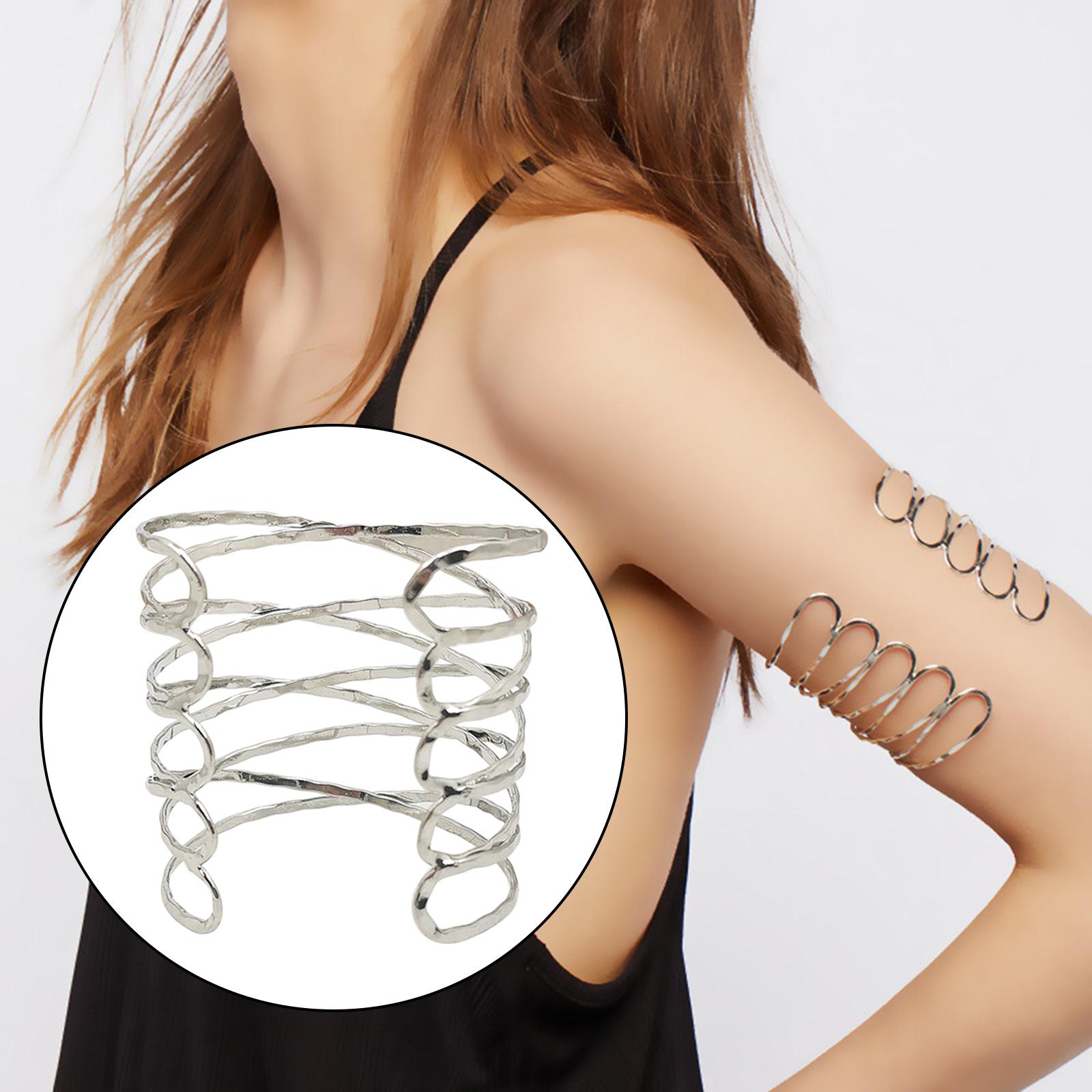 Fashion Arm Cuff Upper Adjustable Open Hollow Out Jewelry Silver