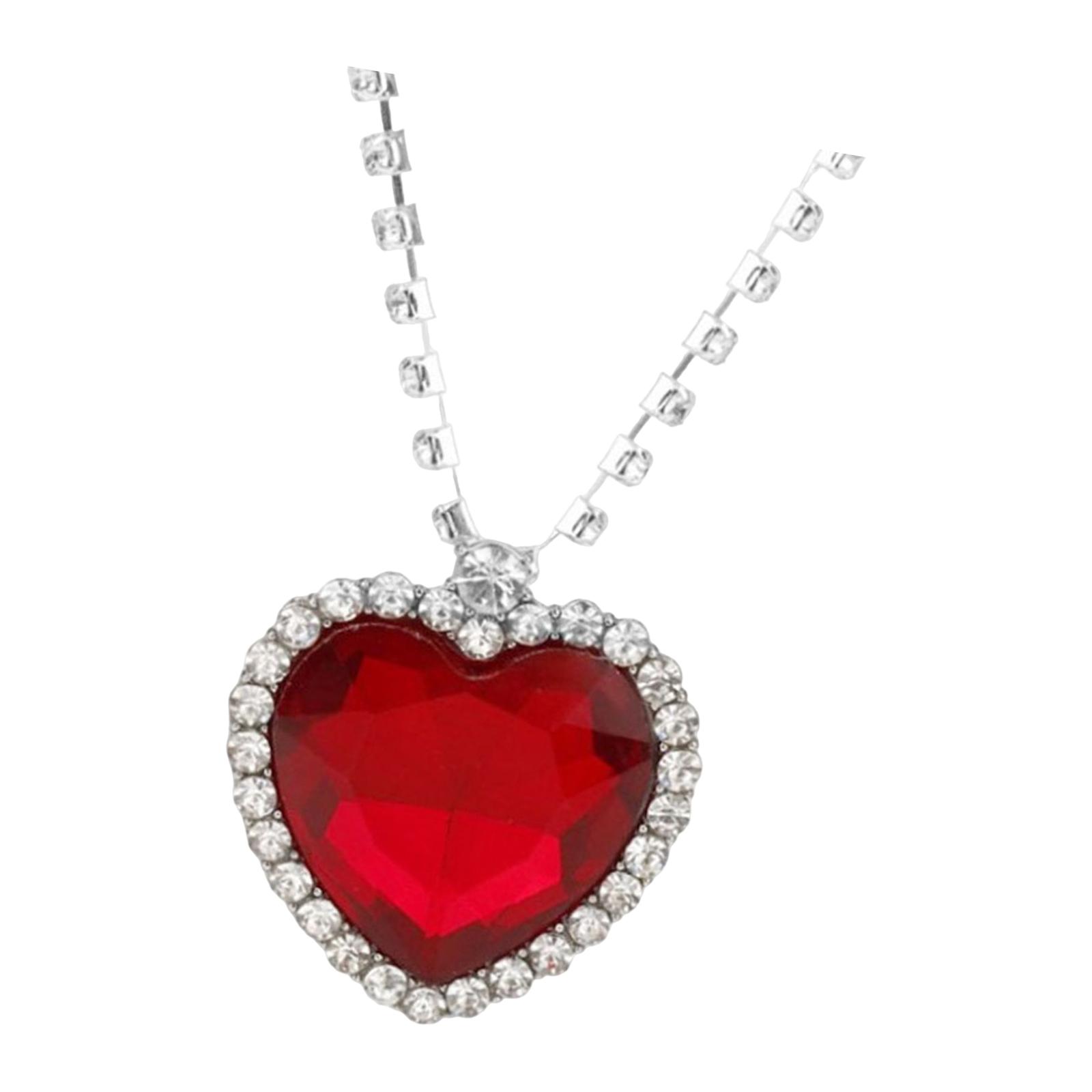 Love Heart Pendant Necklace Present Rhinestone Fashion for Her Woman Brides
