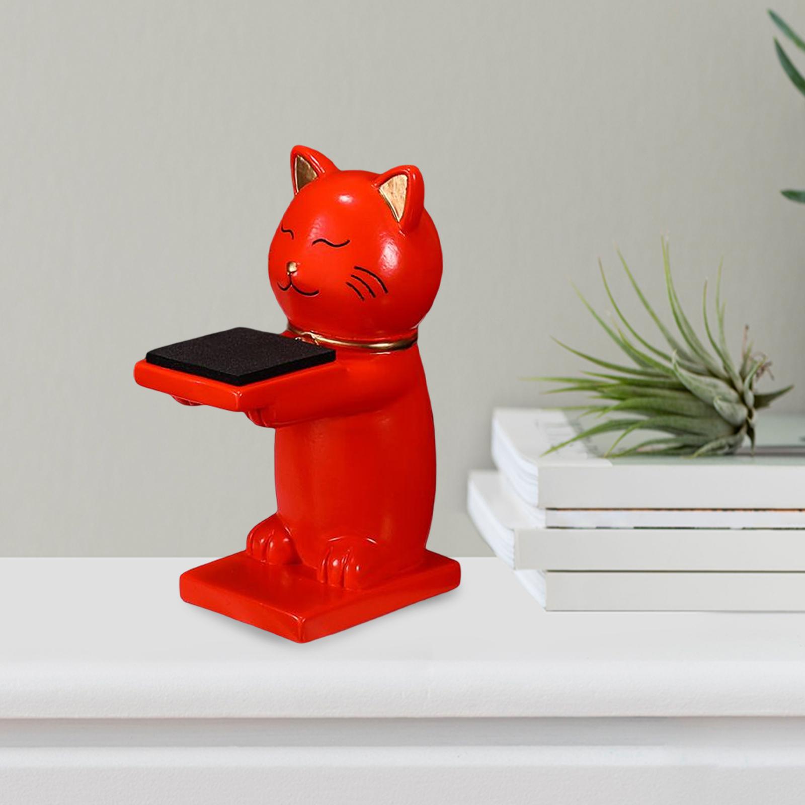 Cartoon Cat Statue Watch Stand Table Jewelry Display Stand Red