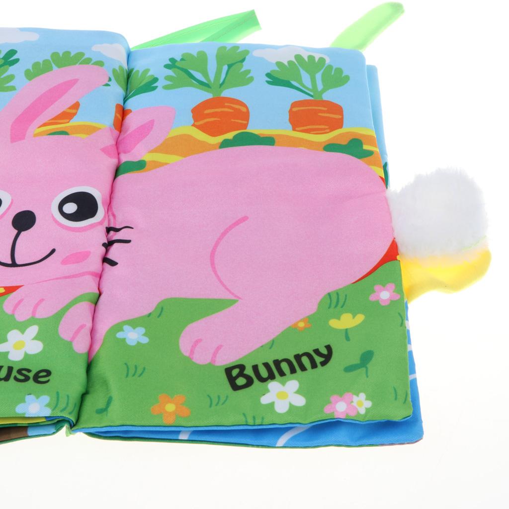 Baby Developmental 4 Pages Tail Cloth Book Animal Cognition Early Learn Toy