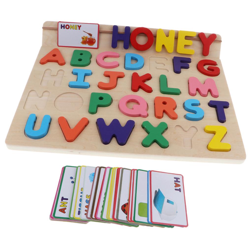 Letters Puzzle Board Wooden Uppercase Alphabet Learning For Children Kids