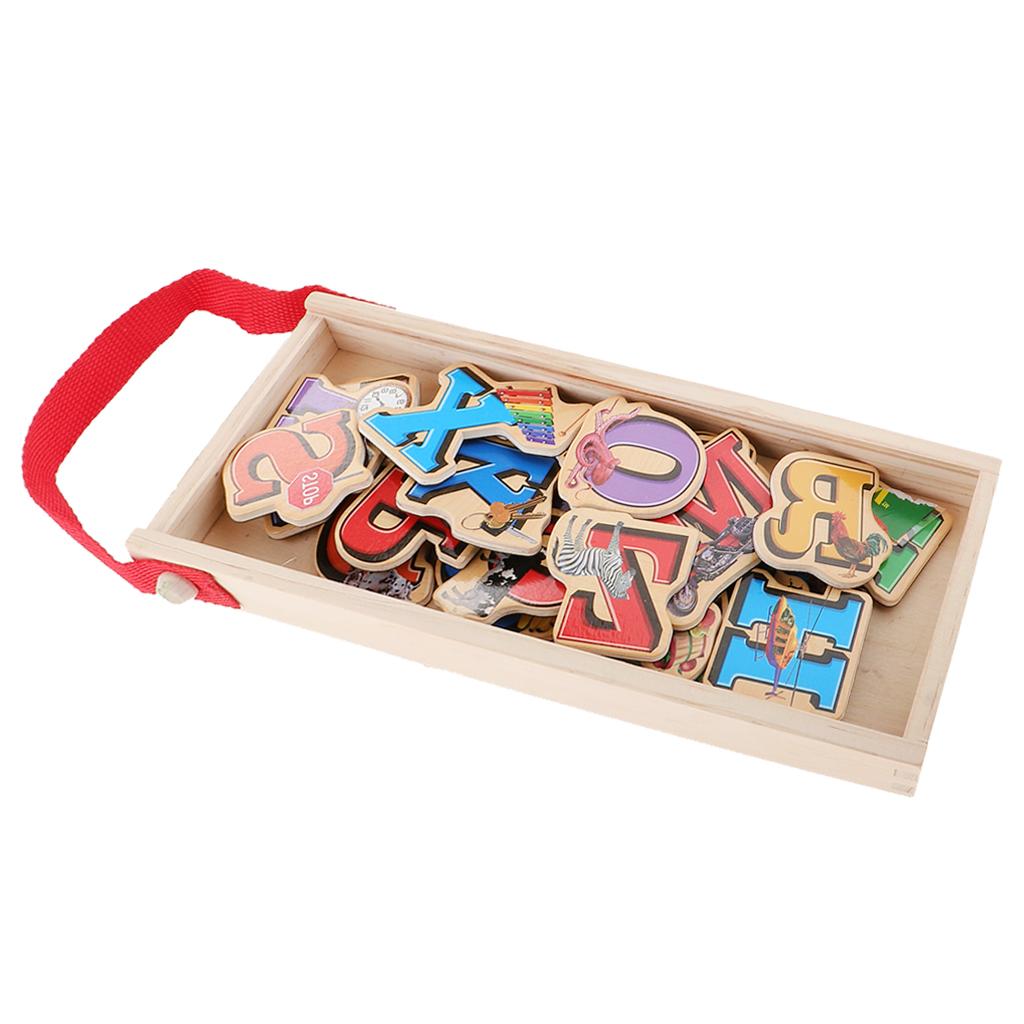 Kids Wooden Cartoon Fridge Magnet Children Educational Toys Letters