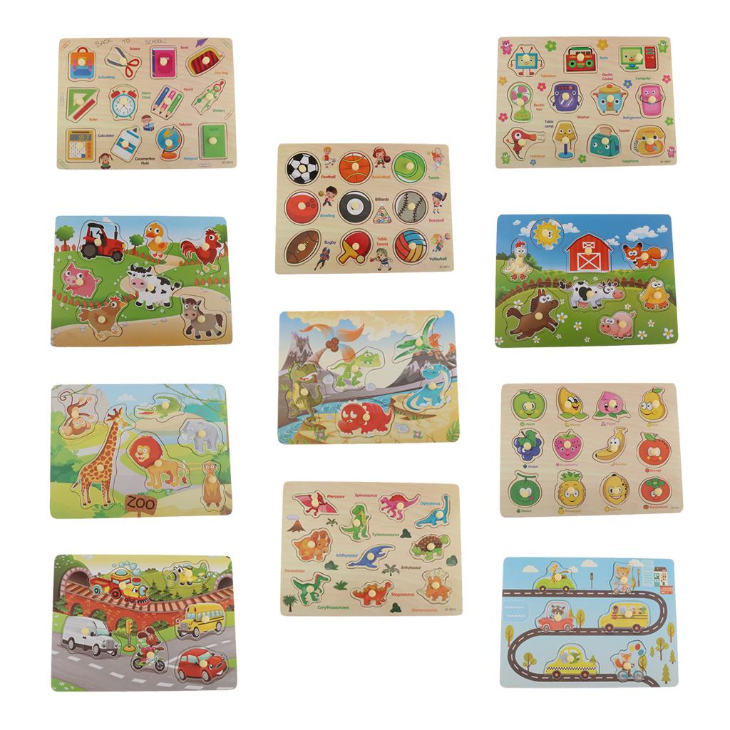 Wooden Peg Jigsaw Puzzle Kids Toddler Educational Toys Stationery
