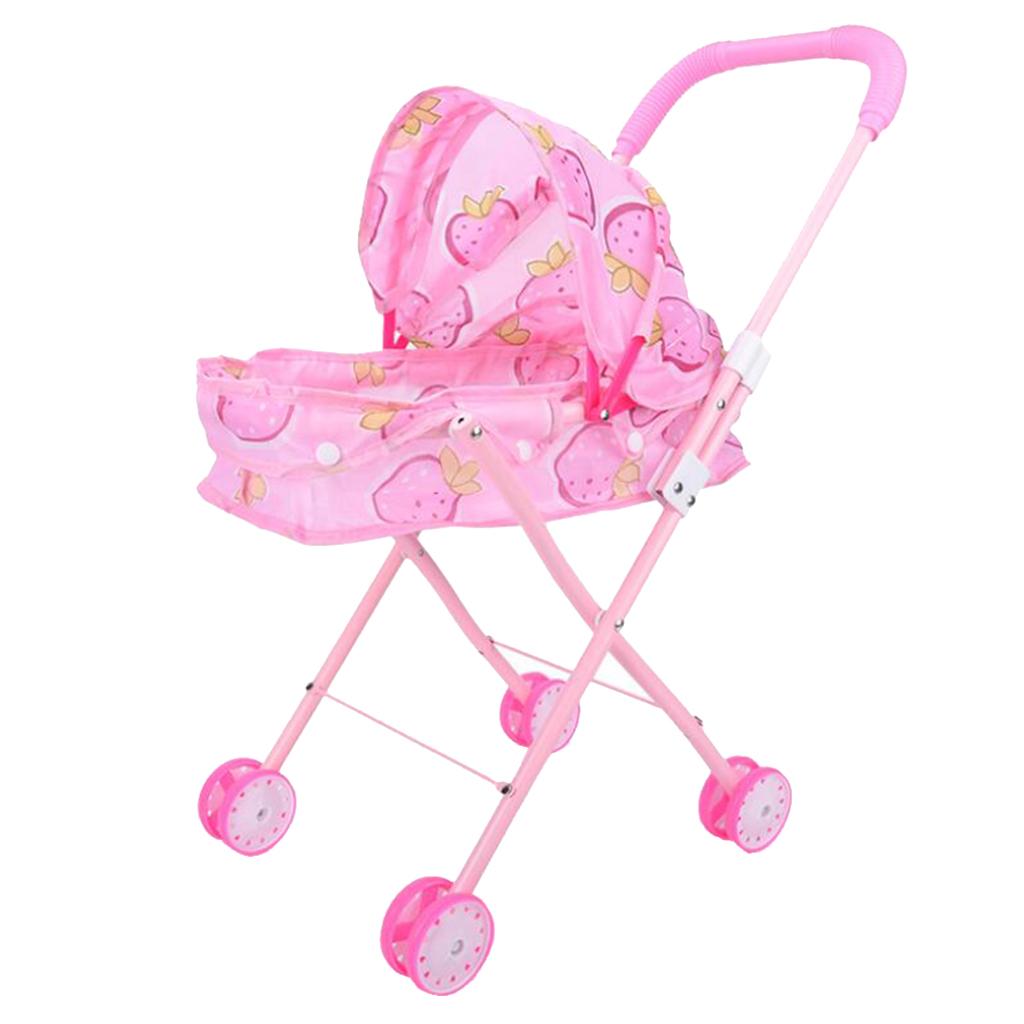 Baby Dolls Stroller Pushchair Folding Kids Pretend Role Play Toys Light Pink