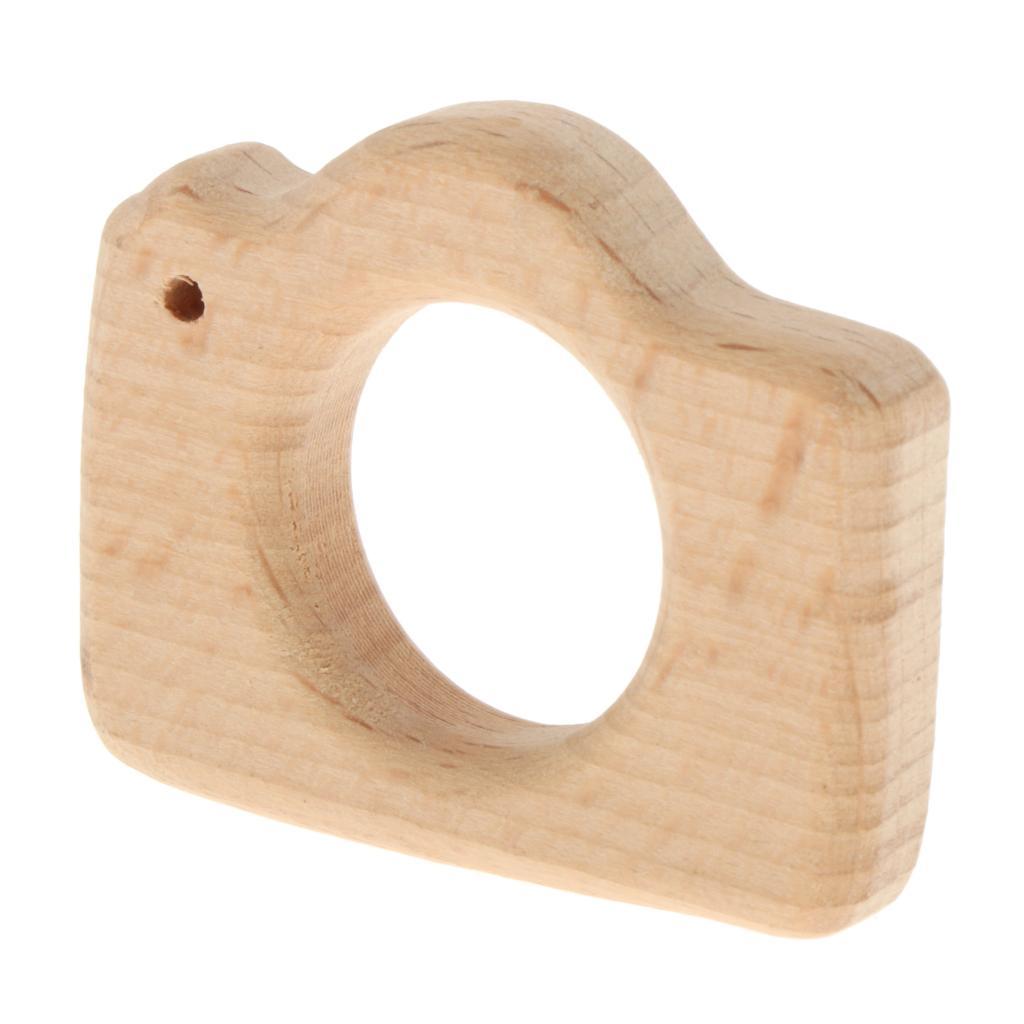 Natural Wooden Baby Teether Teething Toy Gift  Camera