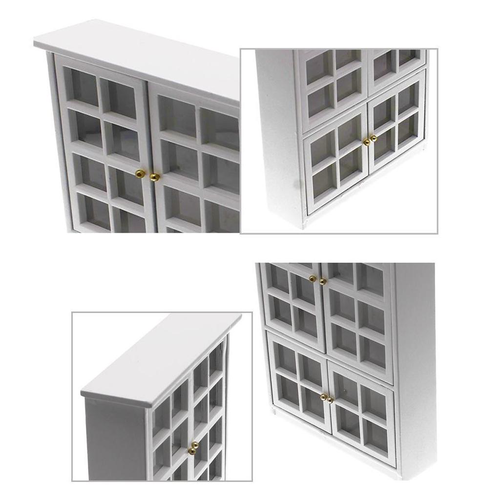 Dollhouse Miniature Furniture Wood Cupboard Shelf Cabinet White 1:12