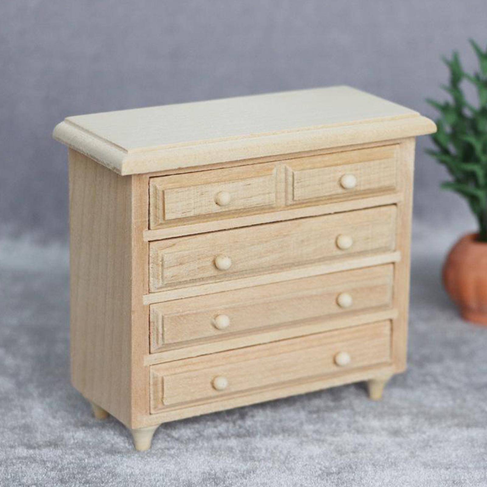Miniature Cabinet Dollhouse Wood Cabinet 1:12 Furniture Display Accessories